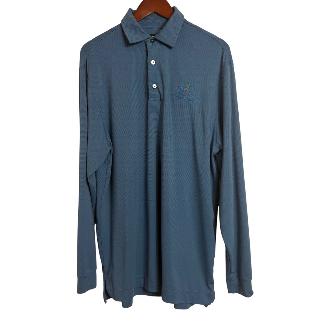 FootJoy‎ Golf Polo Men's Medium Blue Striped Long Sleeve First Tee Grand Strand